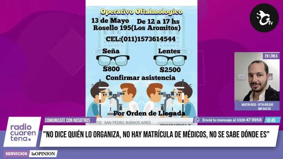 Alertan por operativo oftalmológico: “Esto perjudica más que nada al paciente”