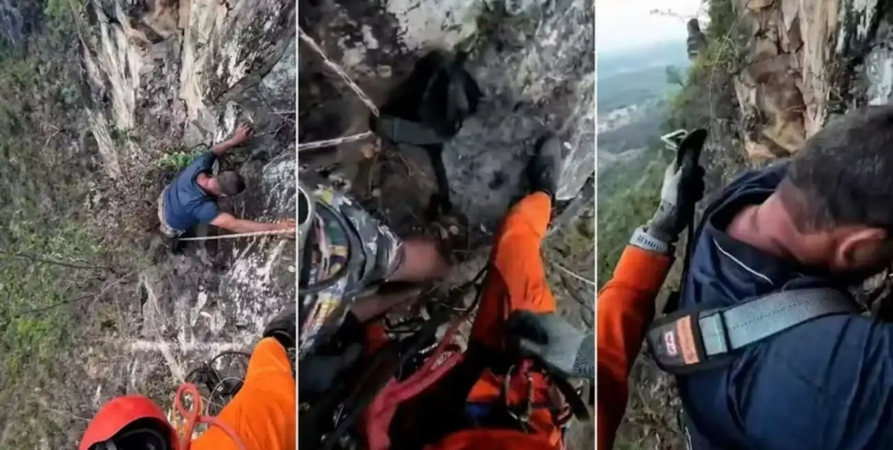 Un turista sobrevivió 16 horas atrapado en un precipicio de 70 metros - 2