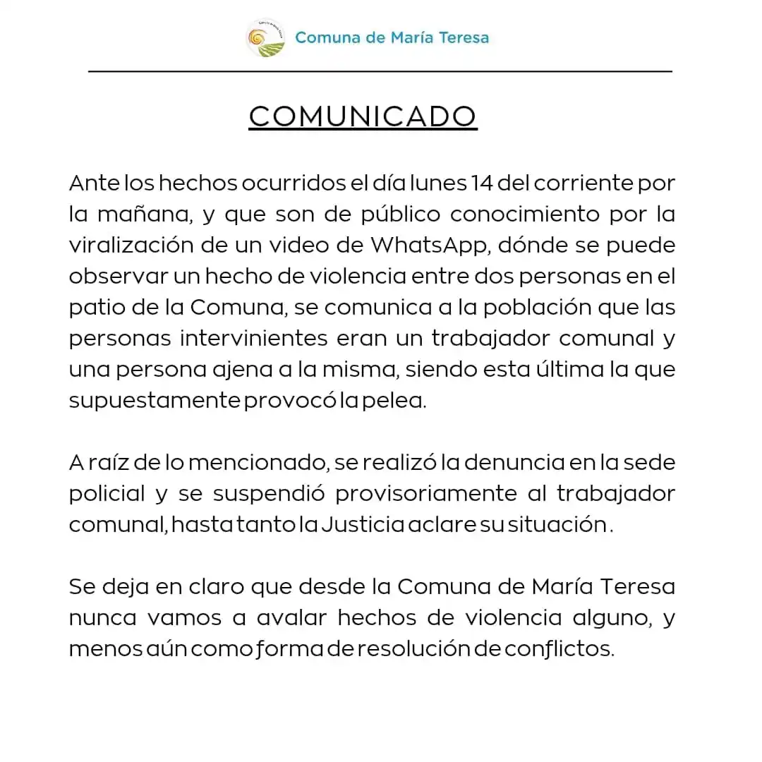 Comunicado María Teresa