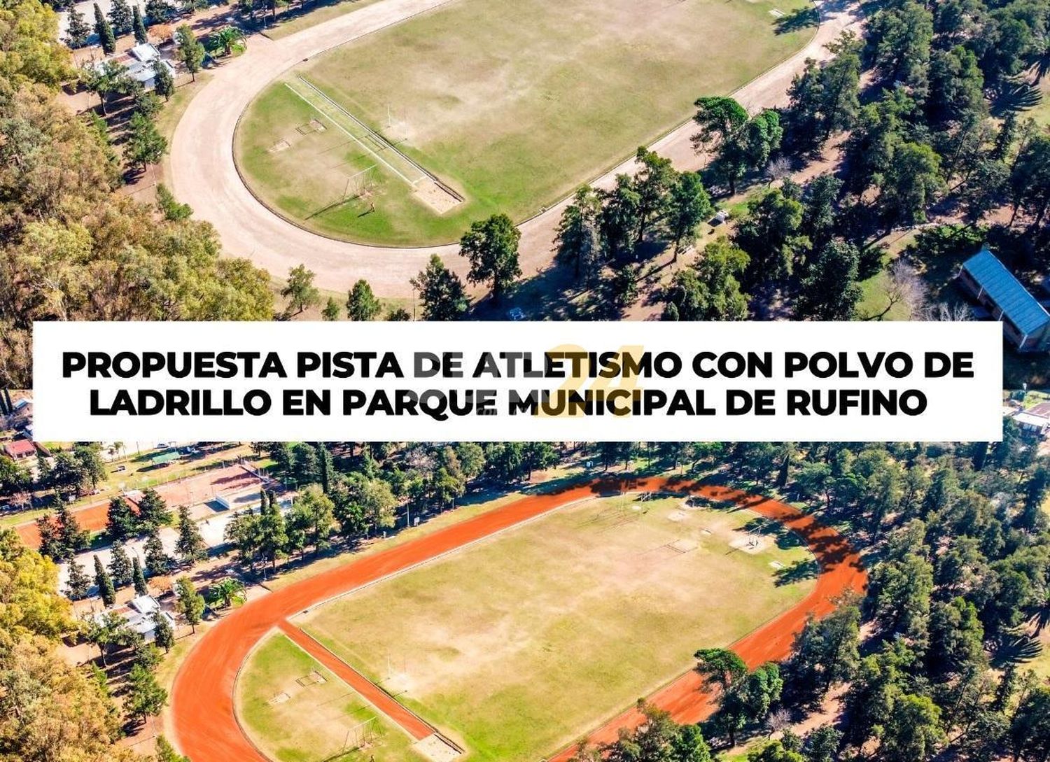 Enrico gestiona para que la pista de atletismo del Parque de Rufino sea de polvo de ladrillo