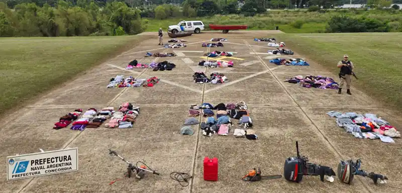 Prefectura Concordia desarticuló intento de contrabando y secuestró mercadería millonaria