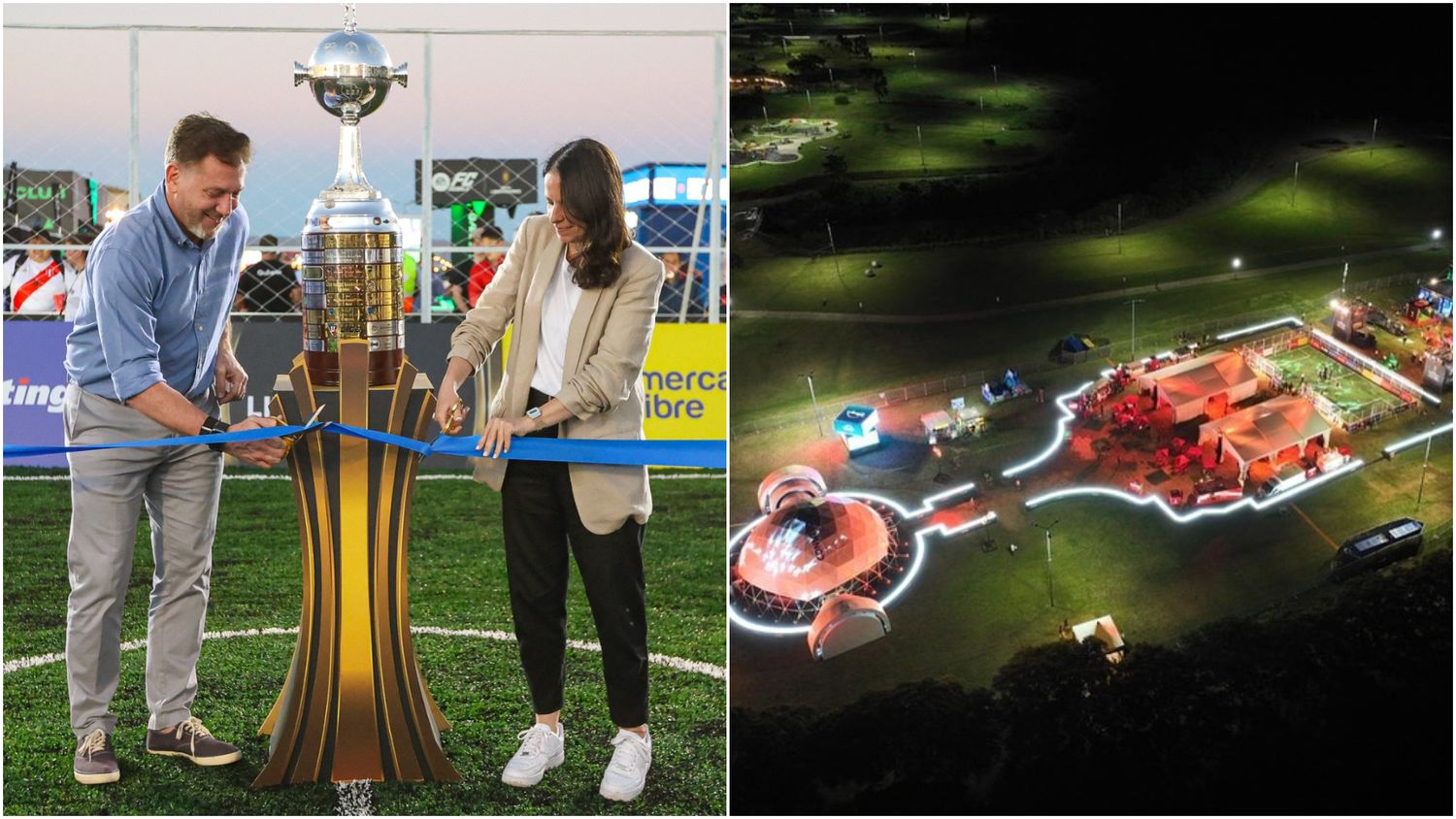 Sole Martínez recibió a Alejandro Domínguez para lanzar el Fan Fest de la final de la Copa Libertadores en Vicente López