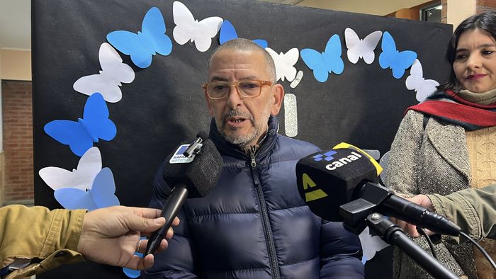 Juan Scavino, candidato a concejal, votó en la Escuela N°1359 J.B. Languier | Crédito: RADIO RAFAELA - 2