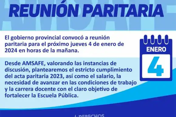 Paritaria docente: El gobierno convocó a los maestros para el jueves 4 de enero