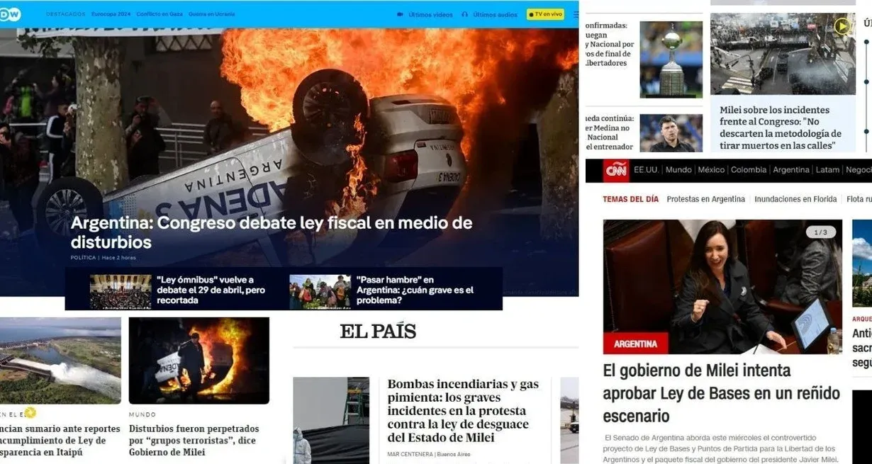 El tema se instaló entre las primeras noticias de las versiones digitales de los periódicos extranjeros. Foto: Captura de pantalla.