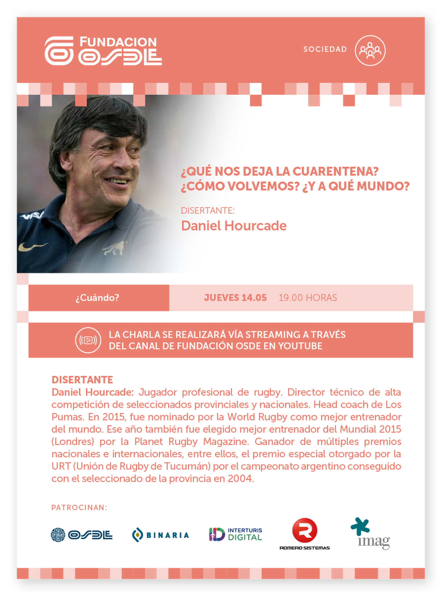 La Fundación OSDE invita a la charla virtual de Daniel Hourcade: ¿Qué nos deja la cuarentena?