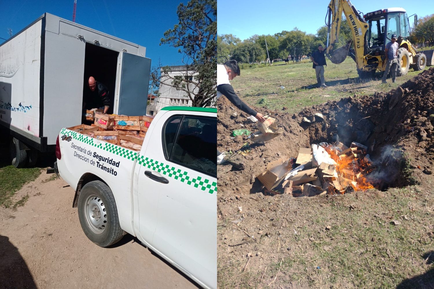 Secuestraron e incineraron 1700 kilos de pollo de un camión sin habilitación ni frío