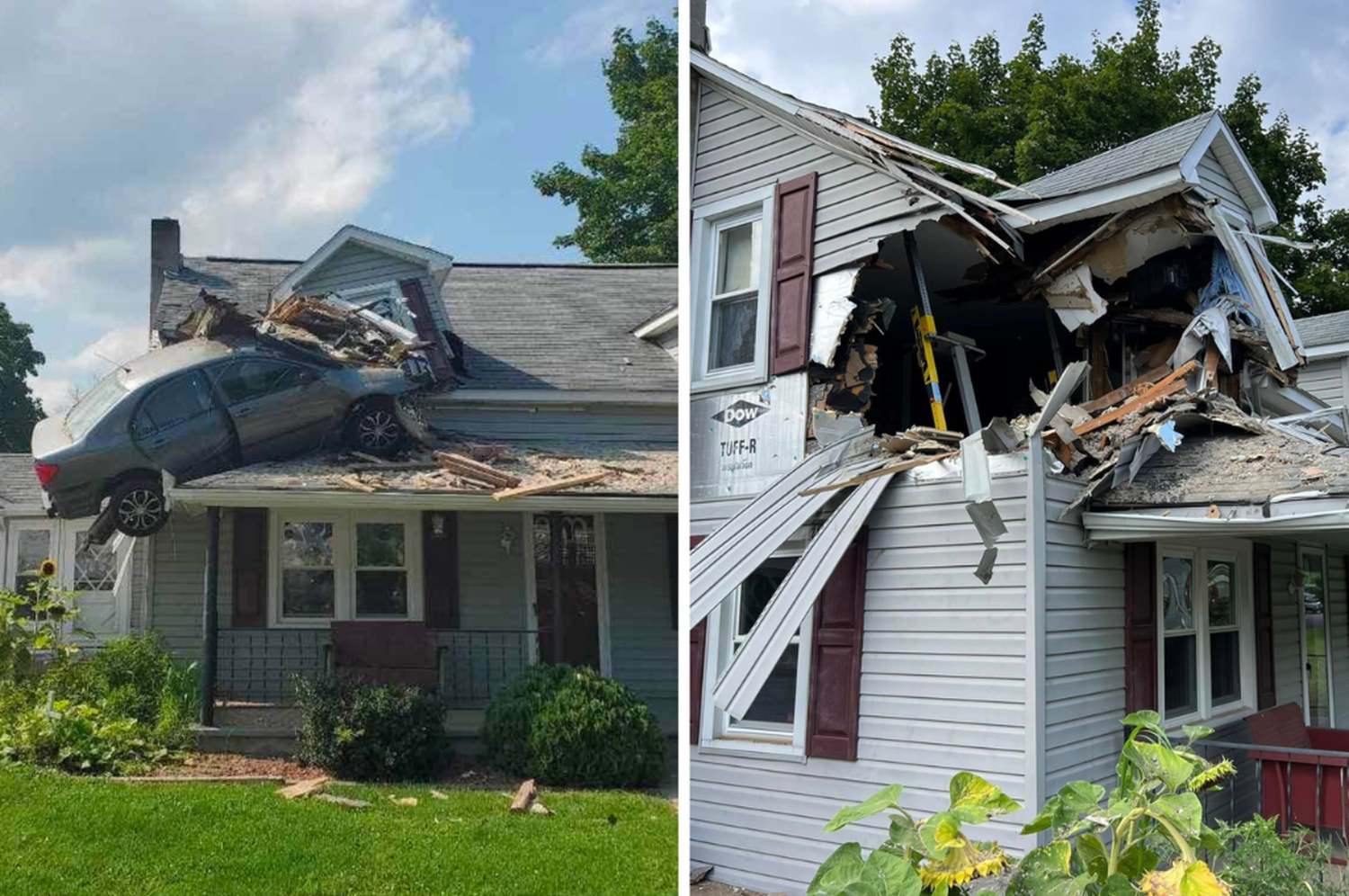 El auto destruyó una vivienda en Pensilvania.