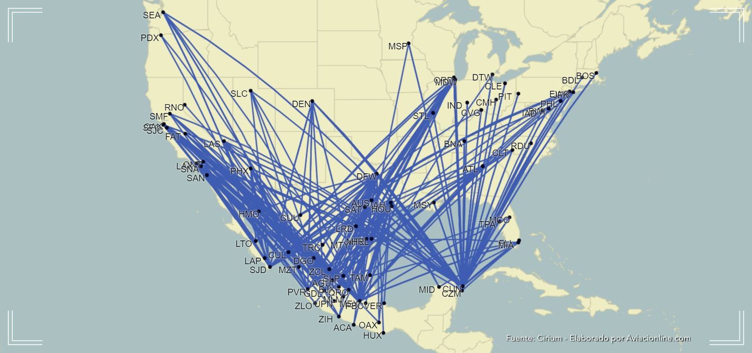 Estados Unidos – México: los números del mercado aéreo internacional más grande de la región