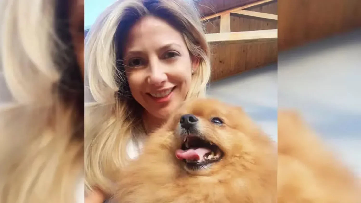 Fabiola Yañez y su perro Calabaza.