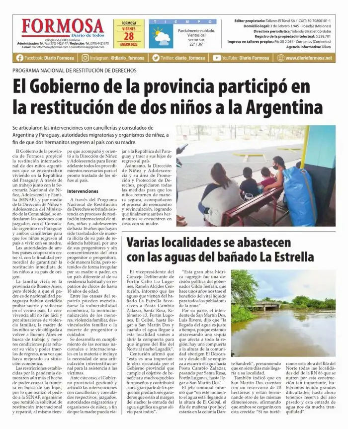 Tapa y Contratapa 28 de enero de 2022