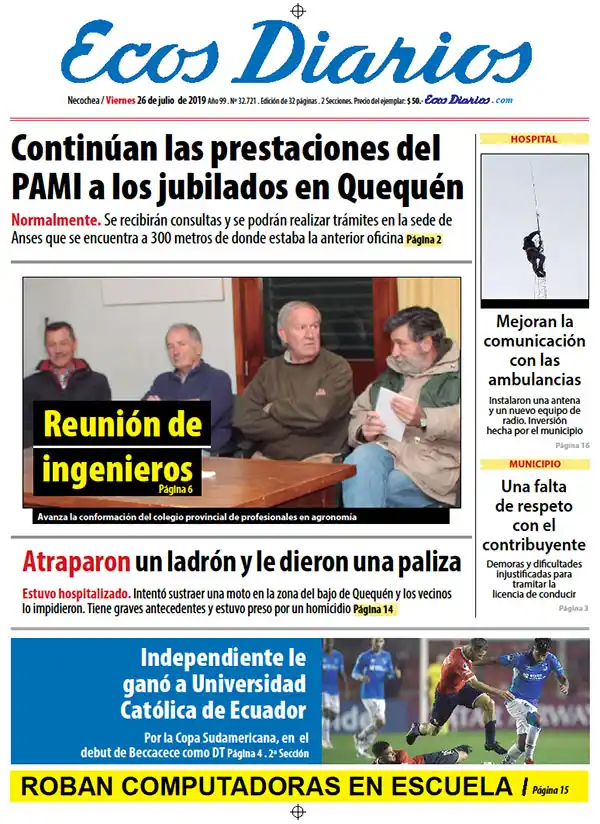 Tapa del 26 de julio de 2019