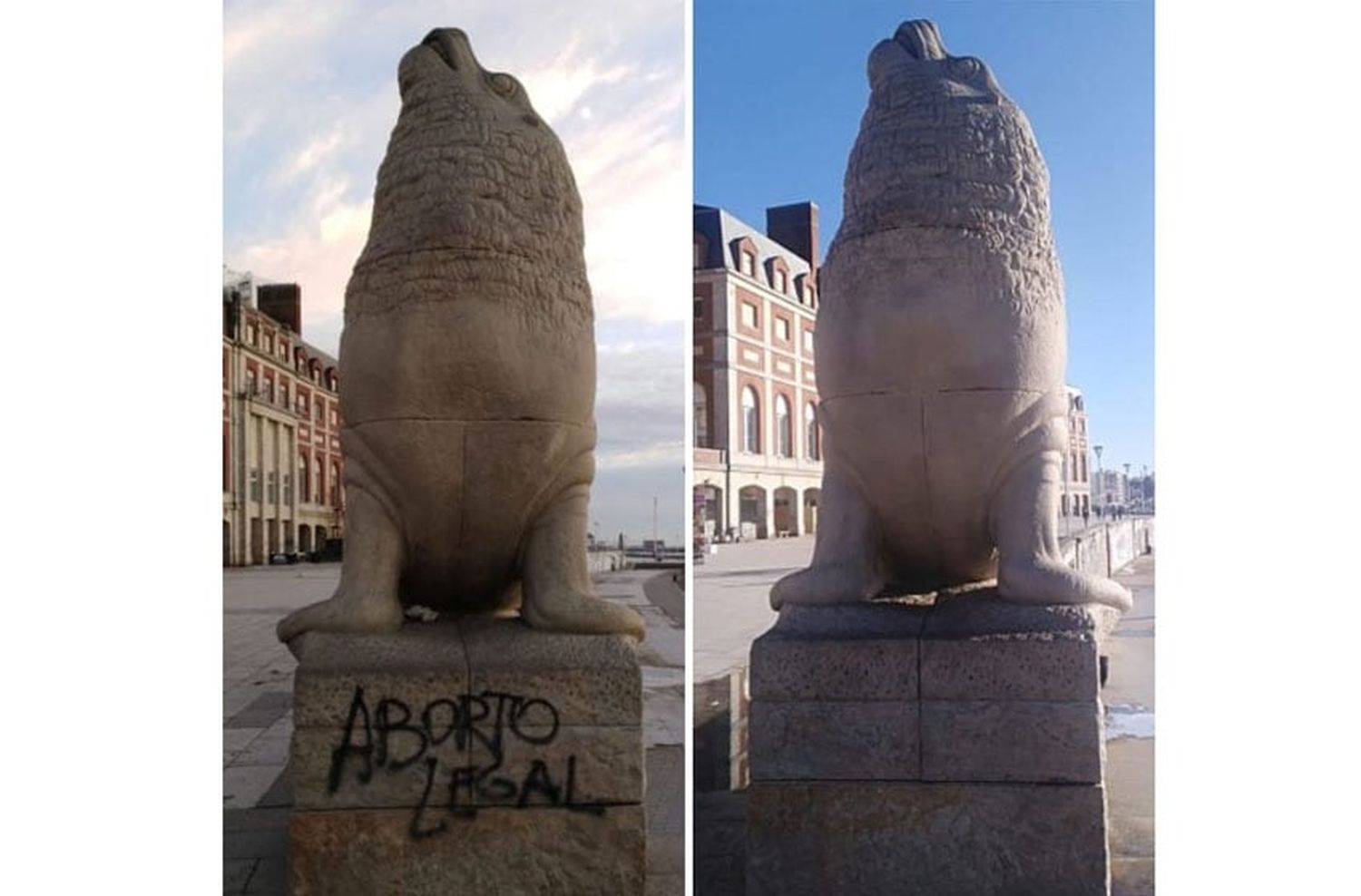 Finalizó la puesta en valor de los Lobos Marinos vandalizados hace dos semanas