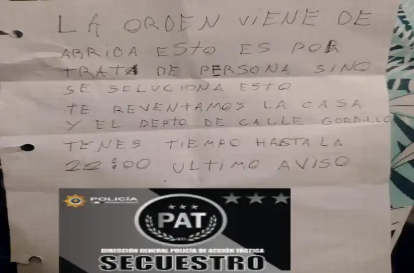 Estremecedora amenaza en zona oeste: «Esto es por trata de personas, si no se soluciona te reventamos la casa»