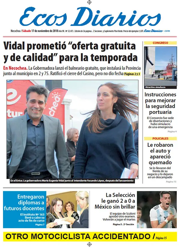 Tapa del 17 de noviembre de 2018