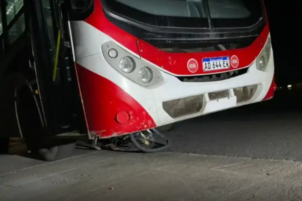 Las ruedas del colectivo quedaron sobre los restos de la bicicleta.