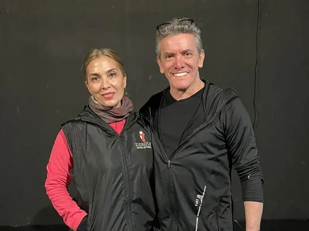 Paula Besel con el primer bailarín Maximiliano Guerra, jurado en Mega Danza