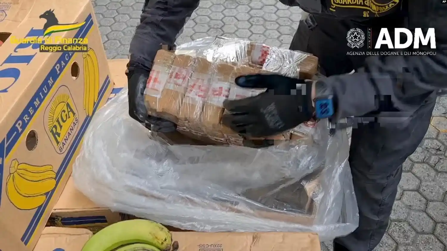 Policía italiana detecta cocaína escondida en cargamento de bananas procedente de Ecuador