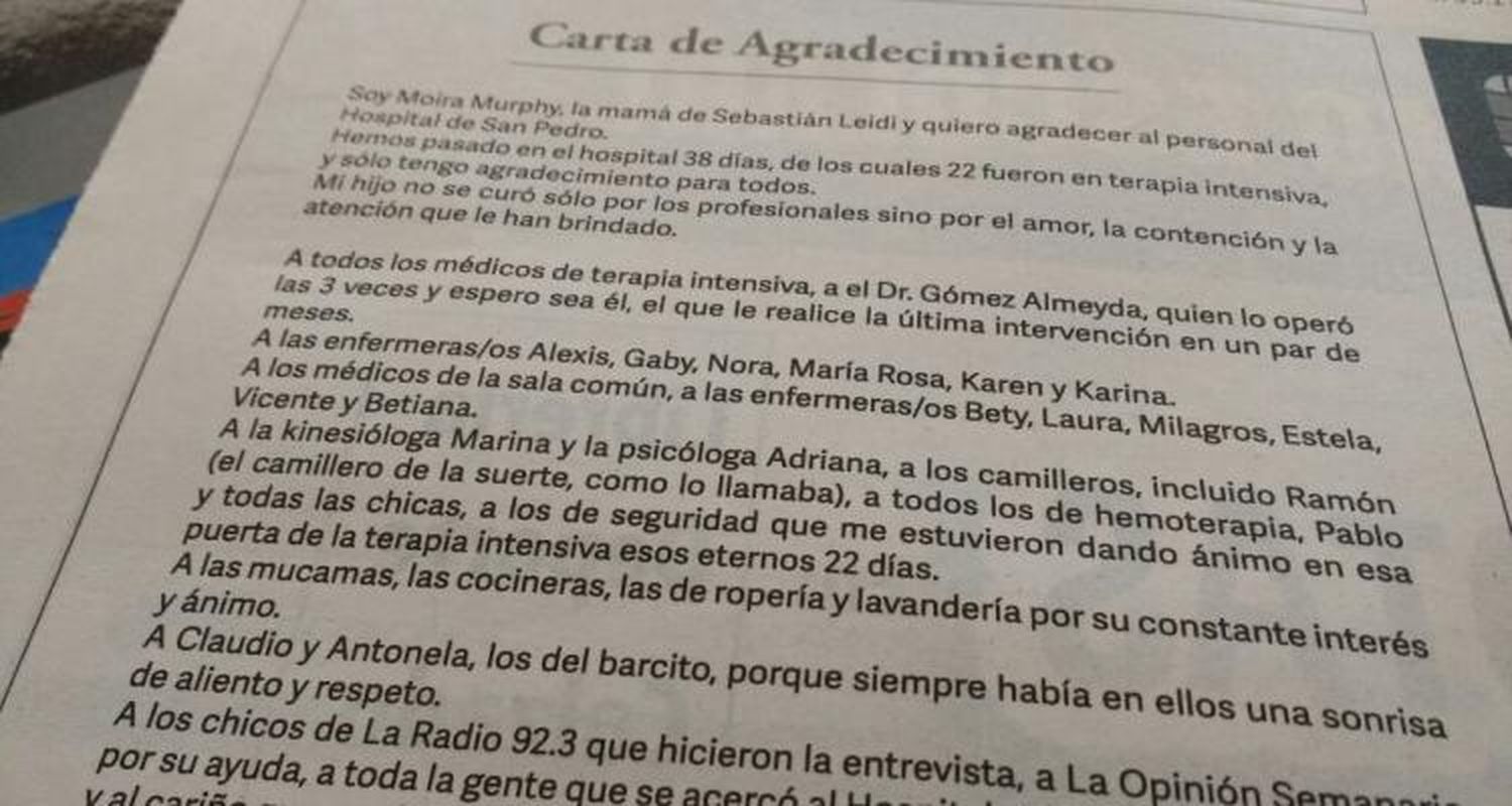 Dieron de alta a Sebastián Leidi y su familia agradeció el apoyo
