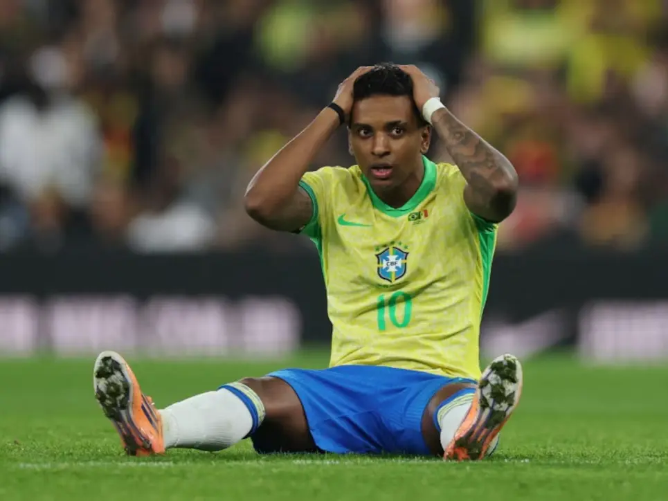 Rodrygo se pierde el Mundial 2026 por una lesión ligamentaria en la rodilla. Foto: Reuters/John Sibley