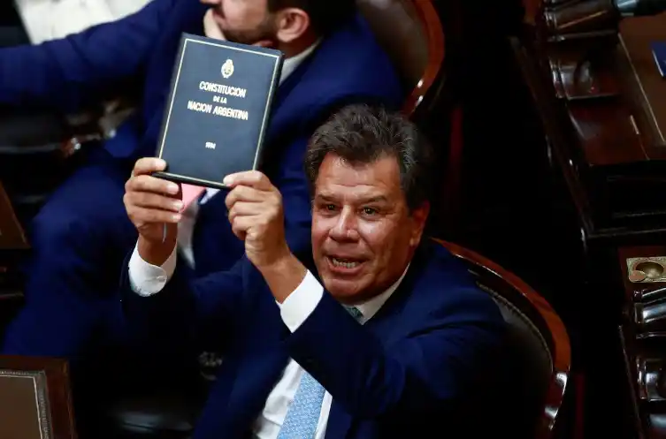 Momento en que Facundo Manes mostró la Constitución Nacional
