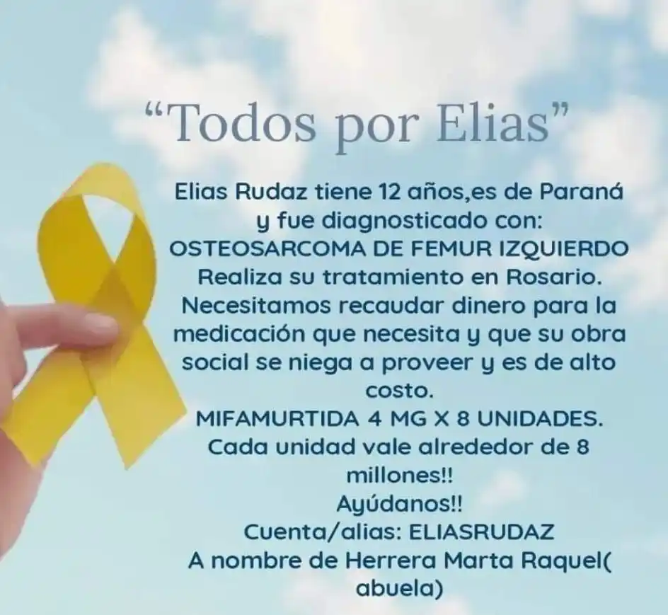 Elías necesita ayuda para costear su medicación