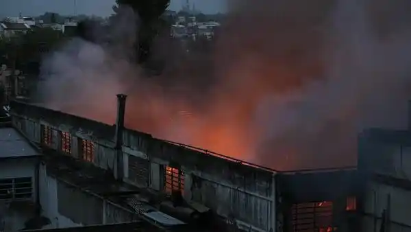Incendio en depósito de camiones en Caseros