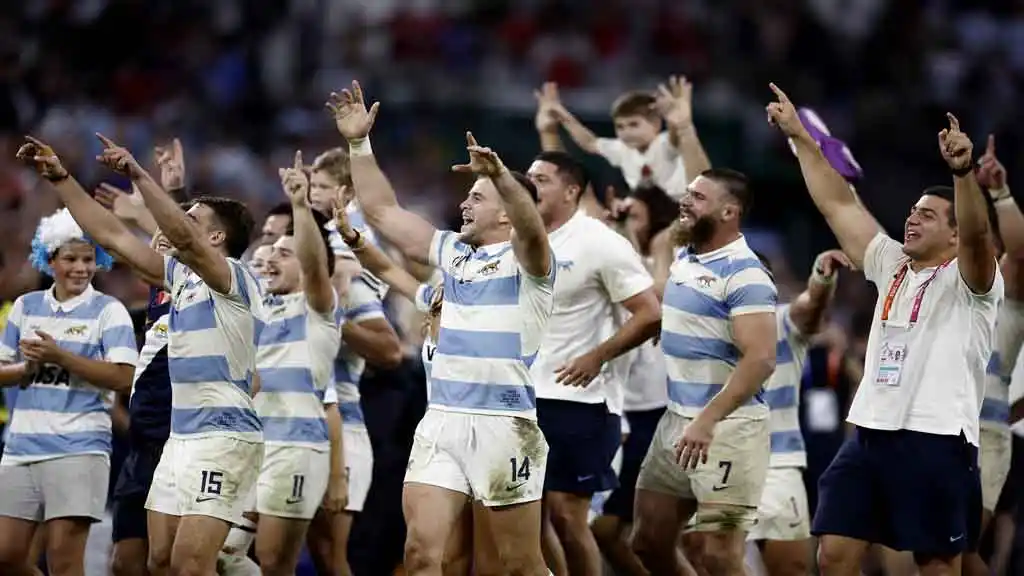 El festejo de los rugbiers argentinos