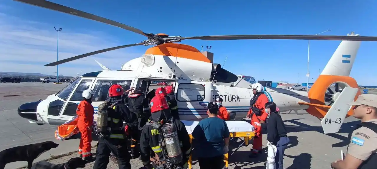 Rescate. Prefectura realizó un operativo aéreo para rescatar a Tarapow