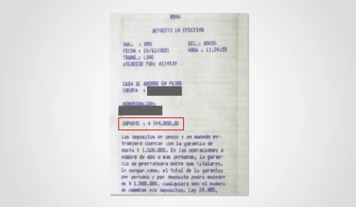 El ticket que fue clave en la investigación.