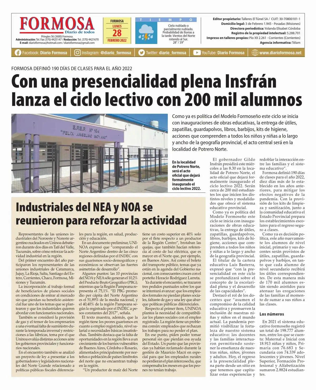 Tapa y Contratapa 28 de febrero de 2022