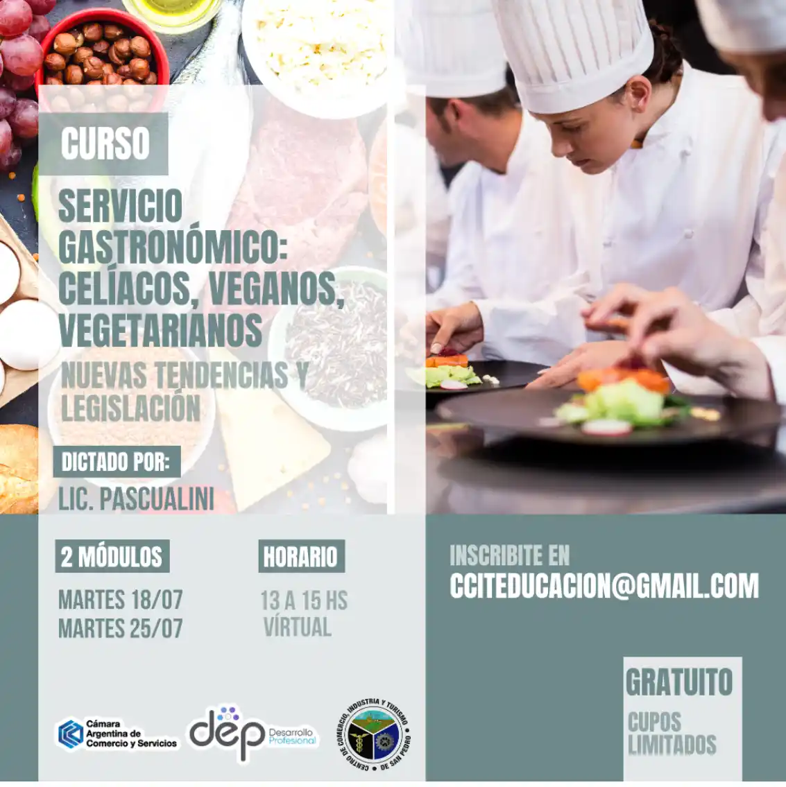 Gastronomía: curso para celíacos, veganos y vegetarianos