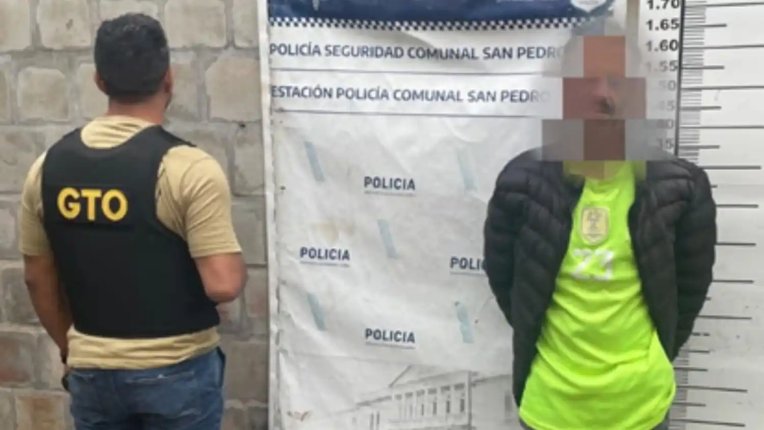El detenido tenía una "tumbera", municiones y marihuana. Foto: Policía San Pedro
