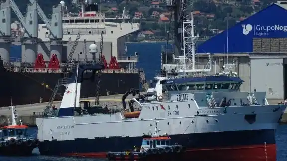 Monteferro. El buque de bandera española lideró la campaña en Malvinas (Foto: Vessel Finder).