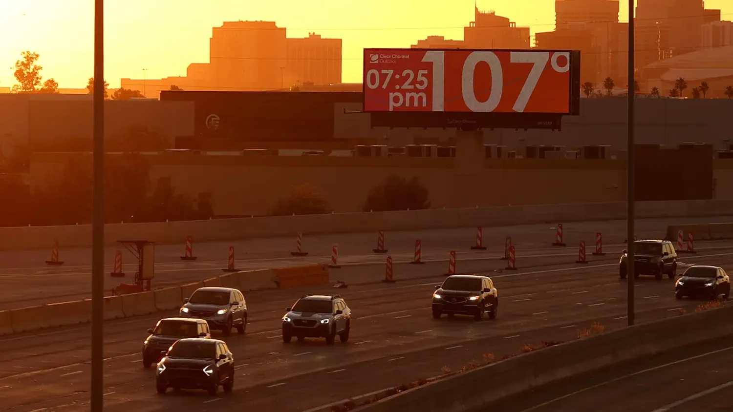 A billboard shows the current temperature in Phoenix, Arizona, on June 5. Another heat dome is expected in the Midwest and Southeast this week.