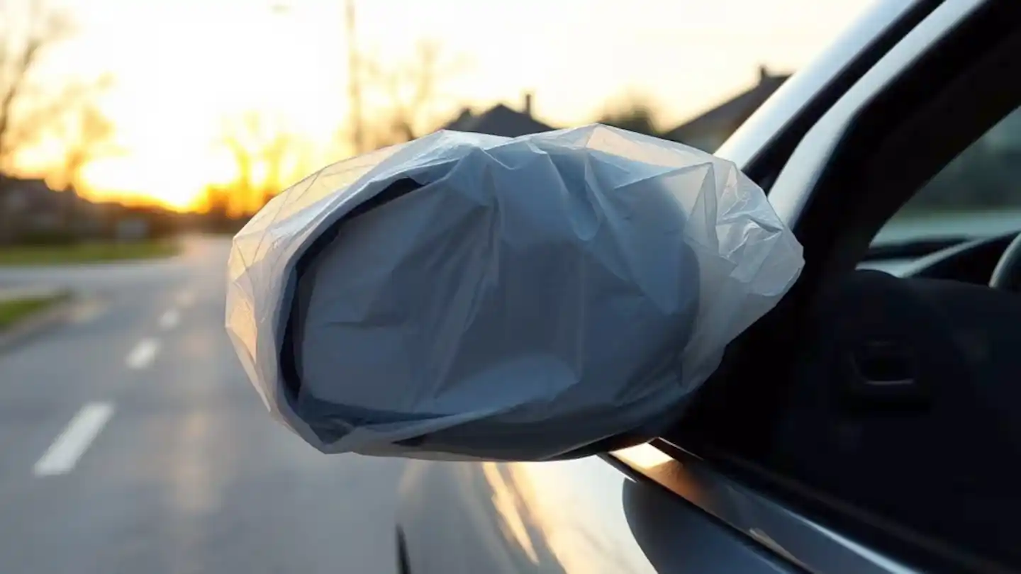 Qué significa cuando una persona pone una bolsa en el espejo retrovisor lateral del auto