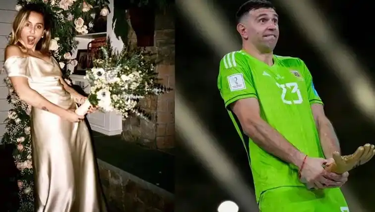 La verdad detrás de la foto viral de Miley Cirus y el gesto a lo Dibu Martínez