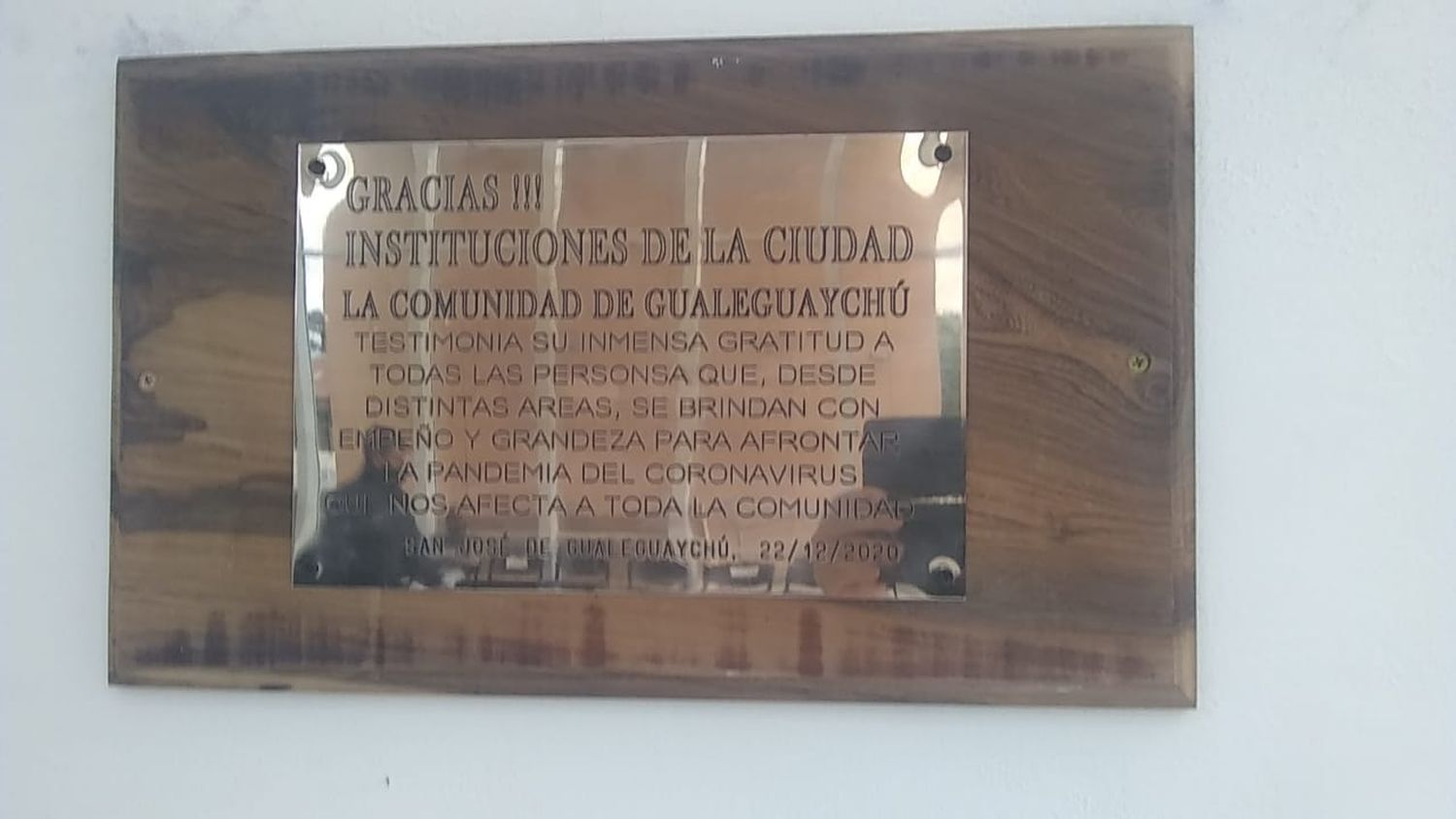 La placa en honor a los profesionales de la salud desató la polémica 