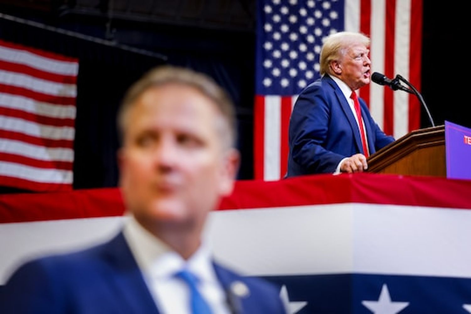 Republican presidential nominee Donald Trump speaks at a rally in Bozeman, Mont., on Friday.