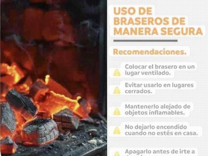El Cuerpo de Bomberos recomienda no usar brasero en ambientes cerrados