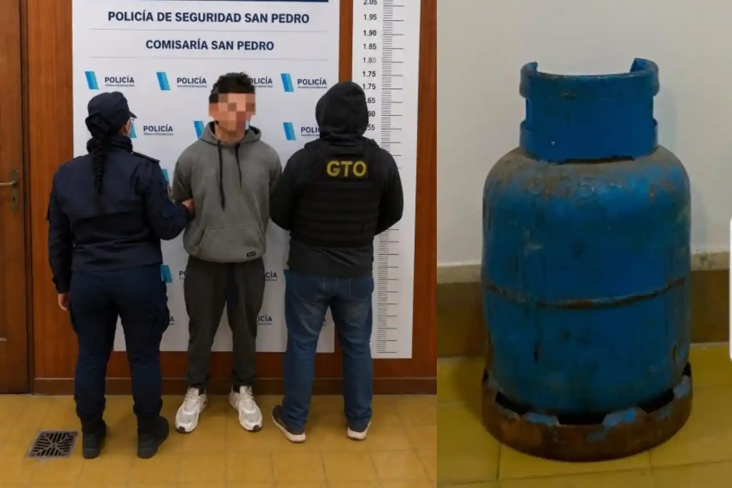 El aprehendido fue trasladado a la comisaría y la garrafa, secuestrada.