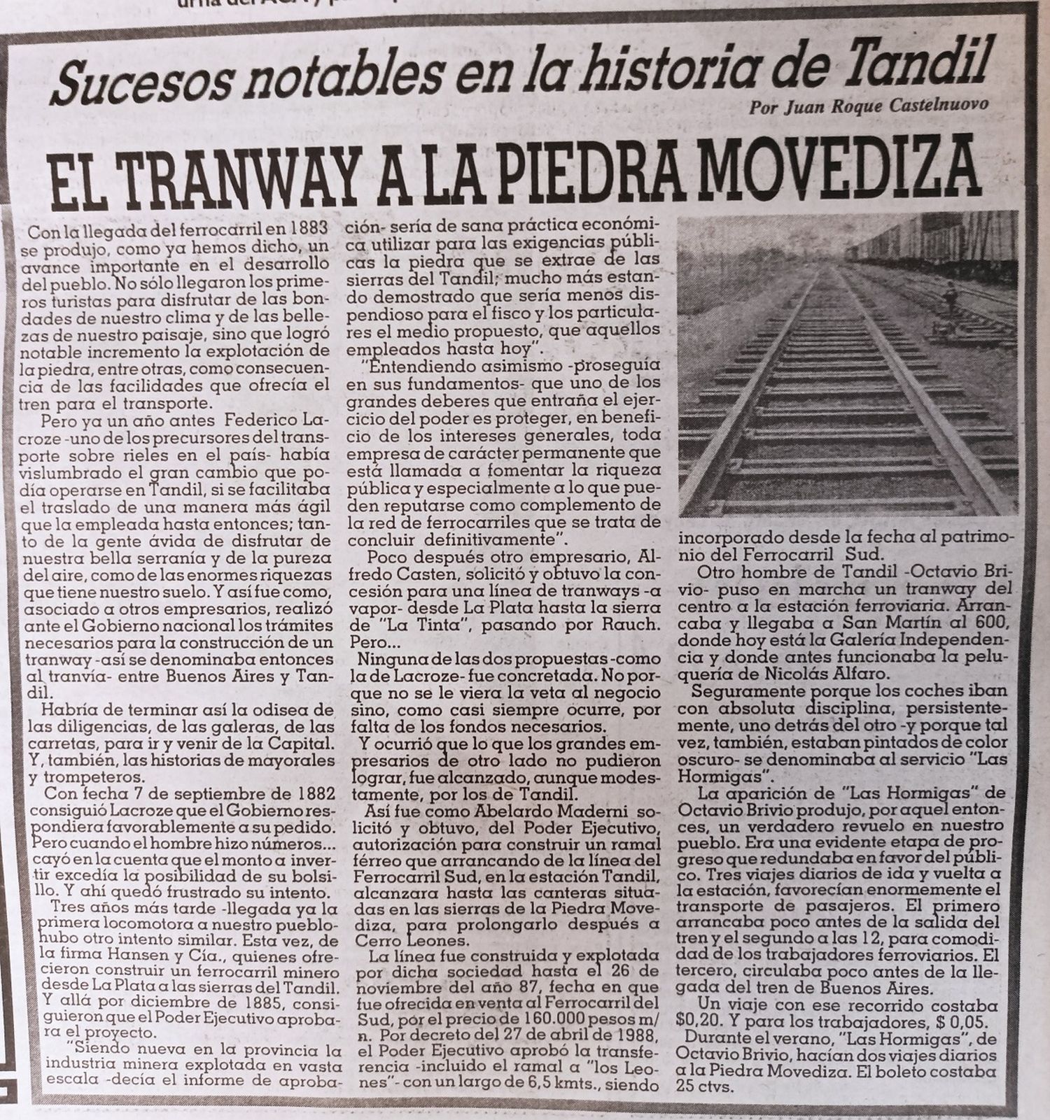 El tranway a la Piedra Movediza