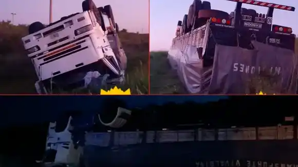 Un camión que transportaba madera volcó en la ruta nacional 127