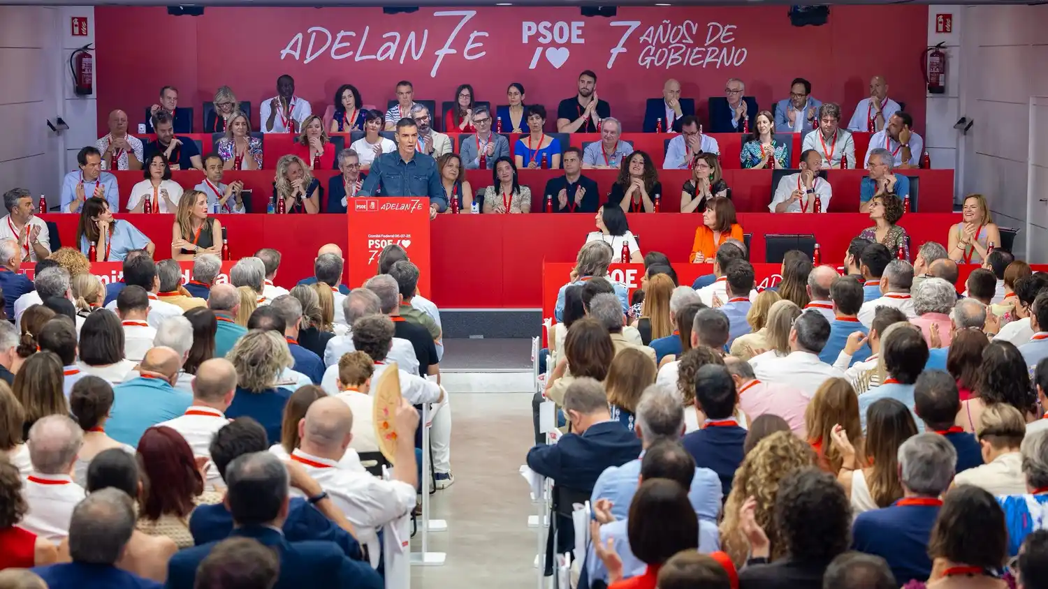 Discurso. Sánchez habla en el Comité Federal del PSOE el sábado. Gentileza PSOE.