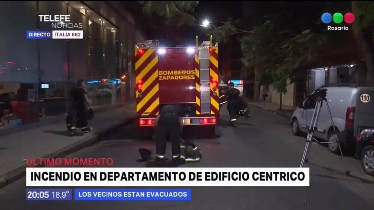 Voraz incendio en un departamento céntrico rosarino