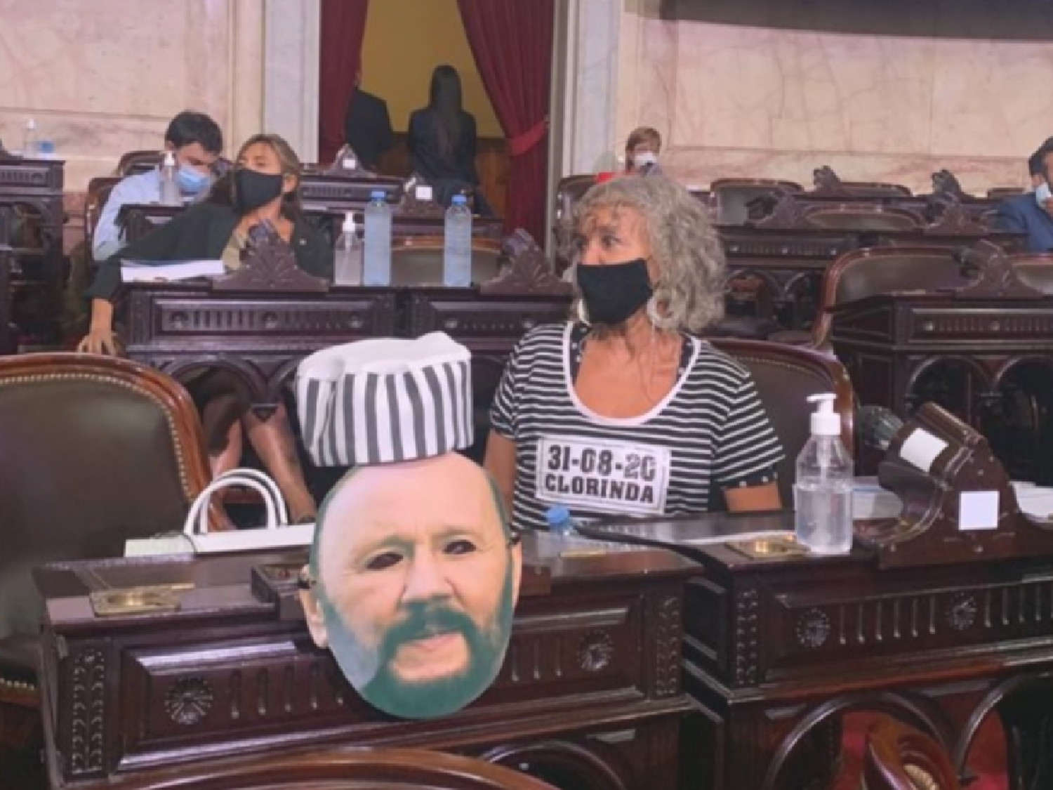 Una diputada de la Coalición Cívica protesta contra Insfrán vestida como de presa