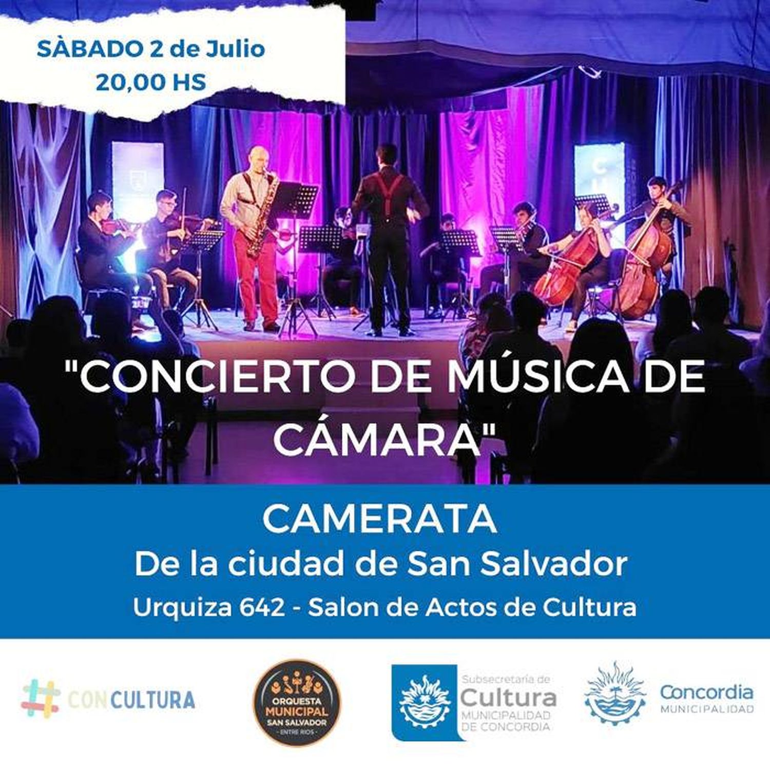 Hoy sábado se realizará el Concierto de Música de Cámara en Concordia