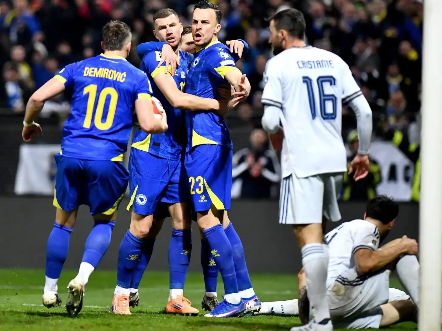 Bosnia celebra su clasificación al Mundial.