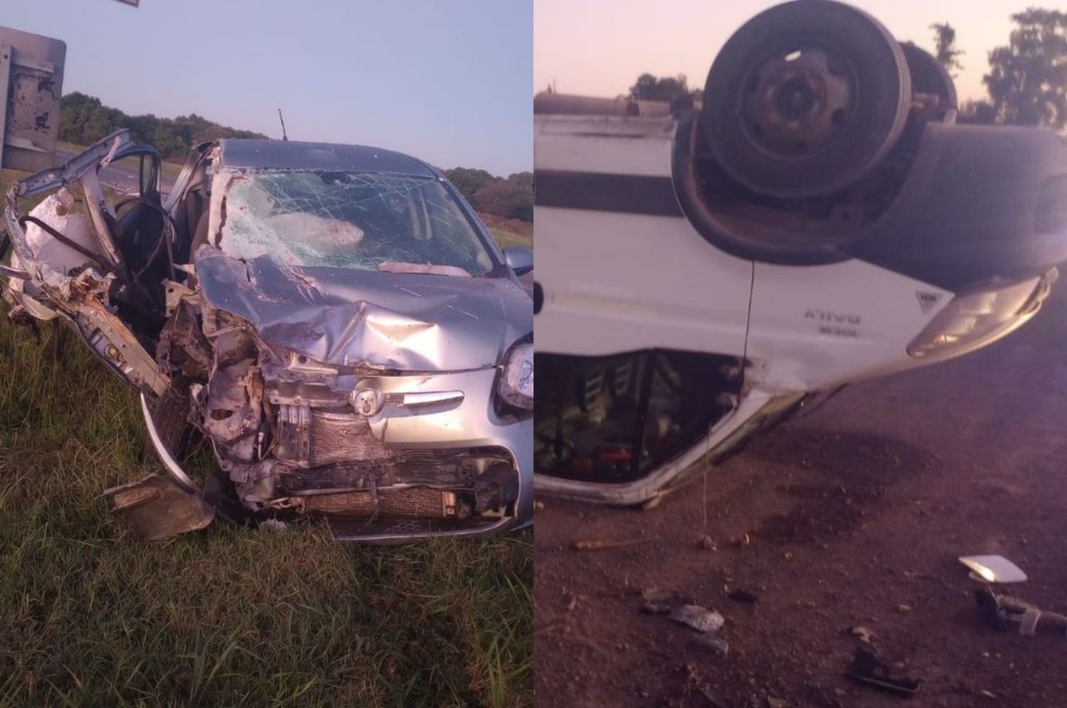 Accidente en ruta 34: un utilitario volcó tras chocar con un auto, a la altura del cruce de Ataliva