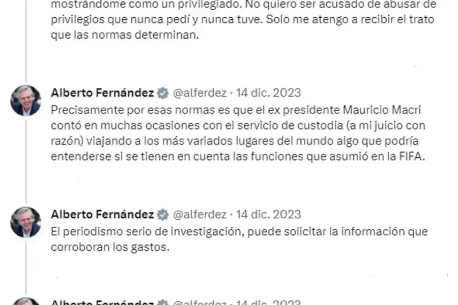 Hilo de X de Alberto Fernández